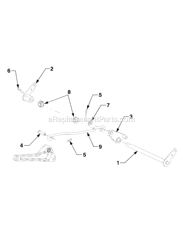Deck Lift Diagram and Parts List for 5254E 54AE542-710, 54BE542-710, 54CE542-710 Cub Cadet Lawn Tractor